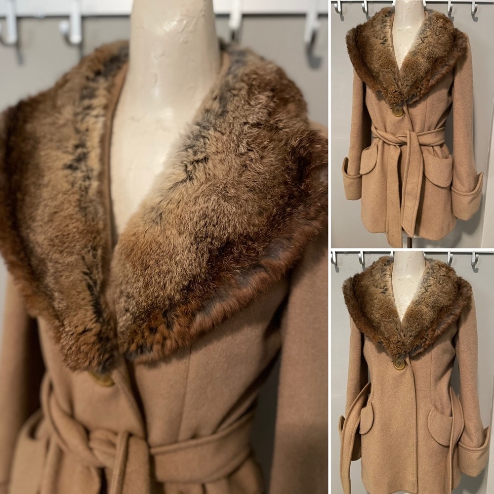 VTG 70’s Wool Coat with Fox Fur Collar